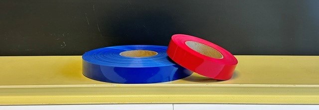100' x .010" Red/Blue PVC Shelf Strip Roll